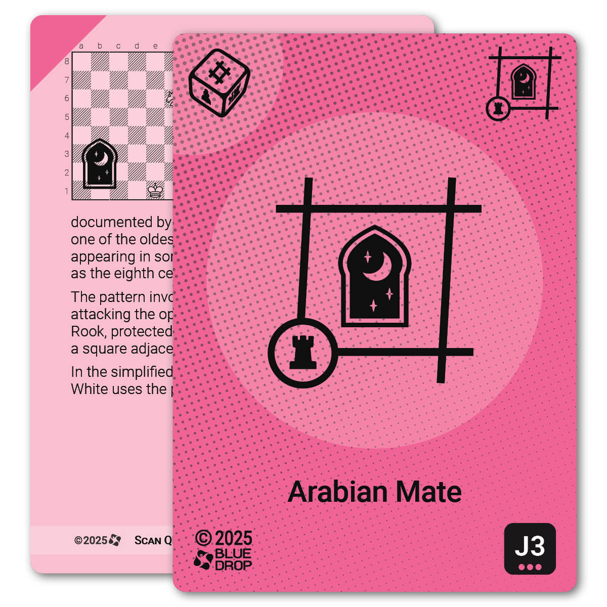 Arabian Mate strategy card with definition, diagram and tips - front