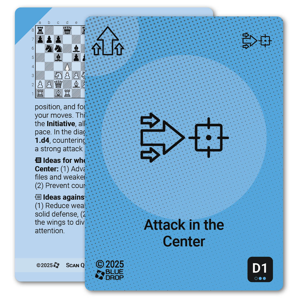 Attack in the Center strategy card with definition, diagram and tips - front