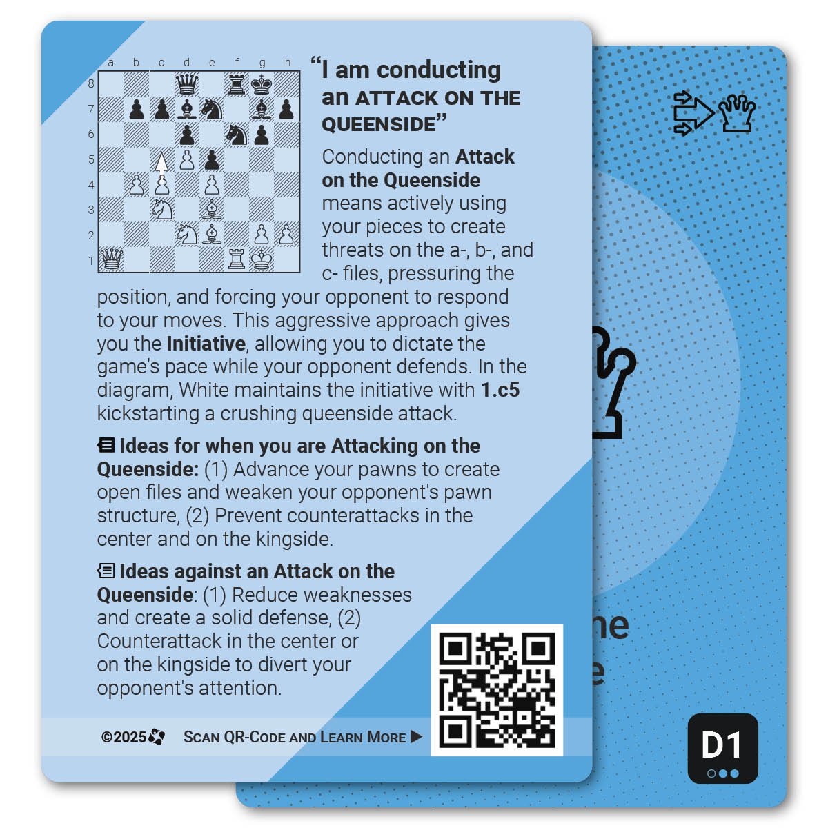 Attack on the Queenside strategy card with definition, diagram and tips - back