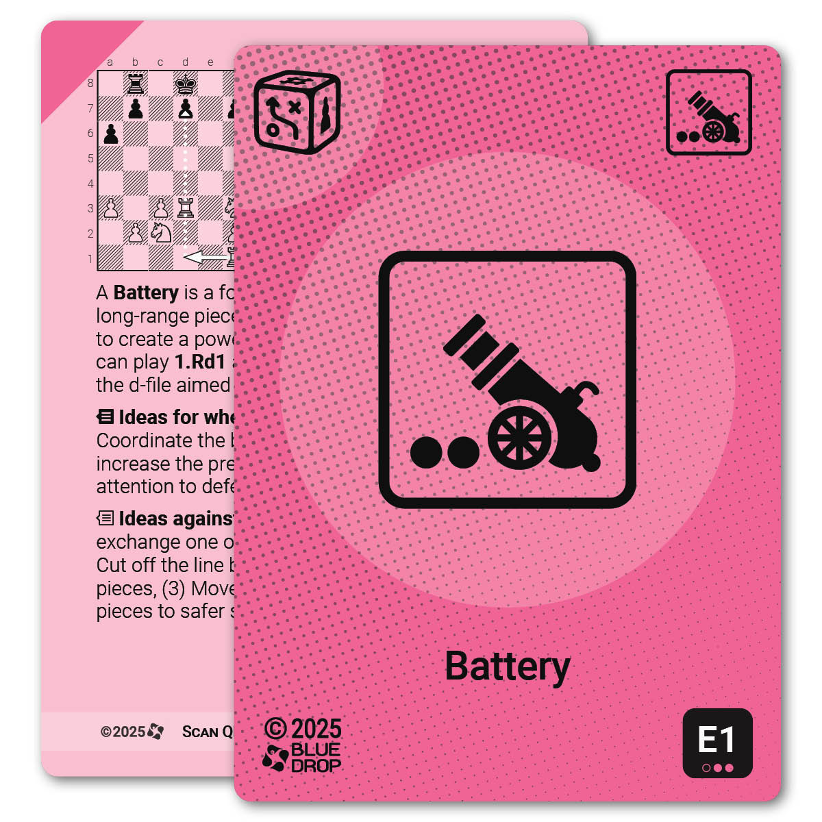 Battery strategy card with definition, diagram and tips - front