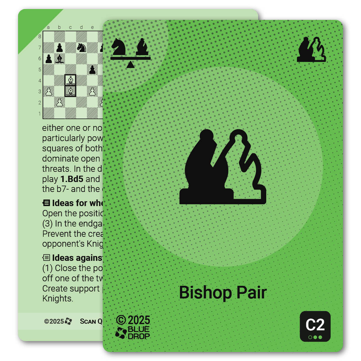 Bishop Pair strategy card with definition, diagram and tips - front