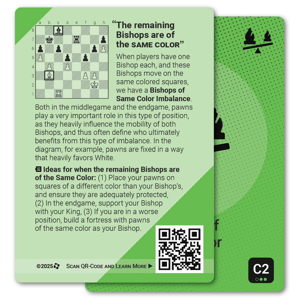 Bishops of Same Color strategy card with definition, diagram and tips - back