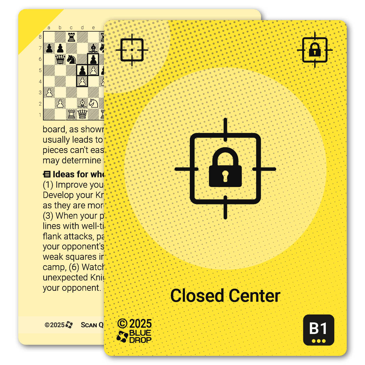 Closed Center strategy card with definition, diagram and tips - front