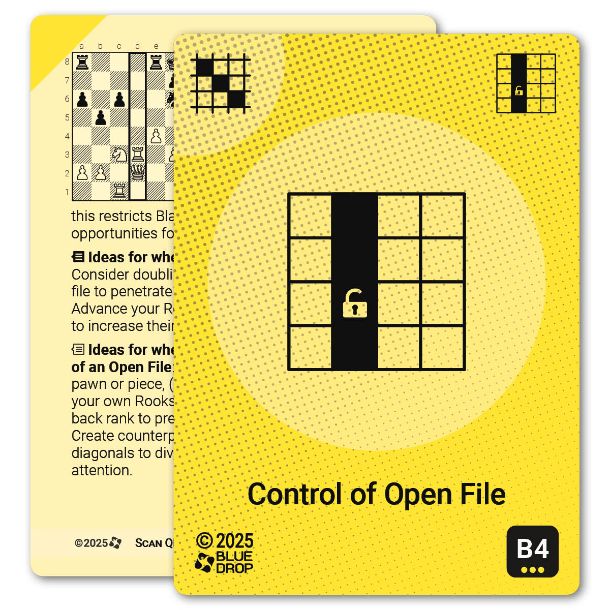 Control of Open File strategy card with definition, diagram and tips - front