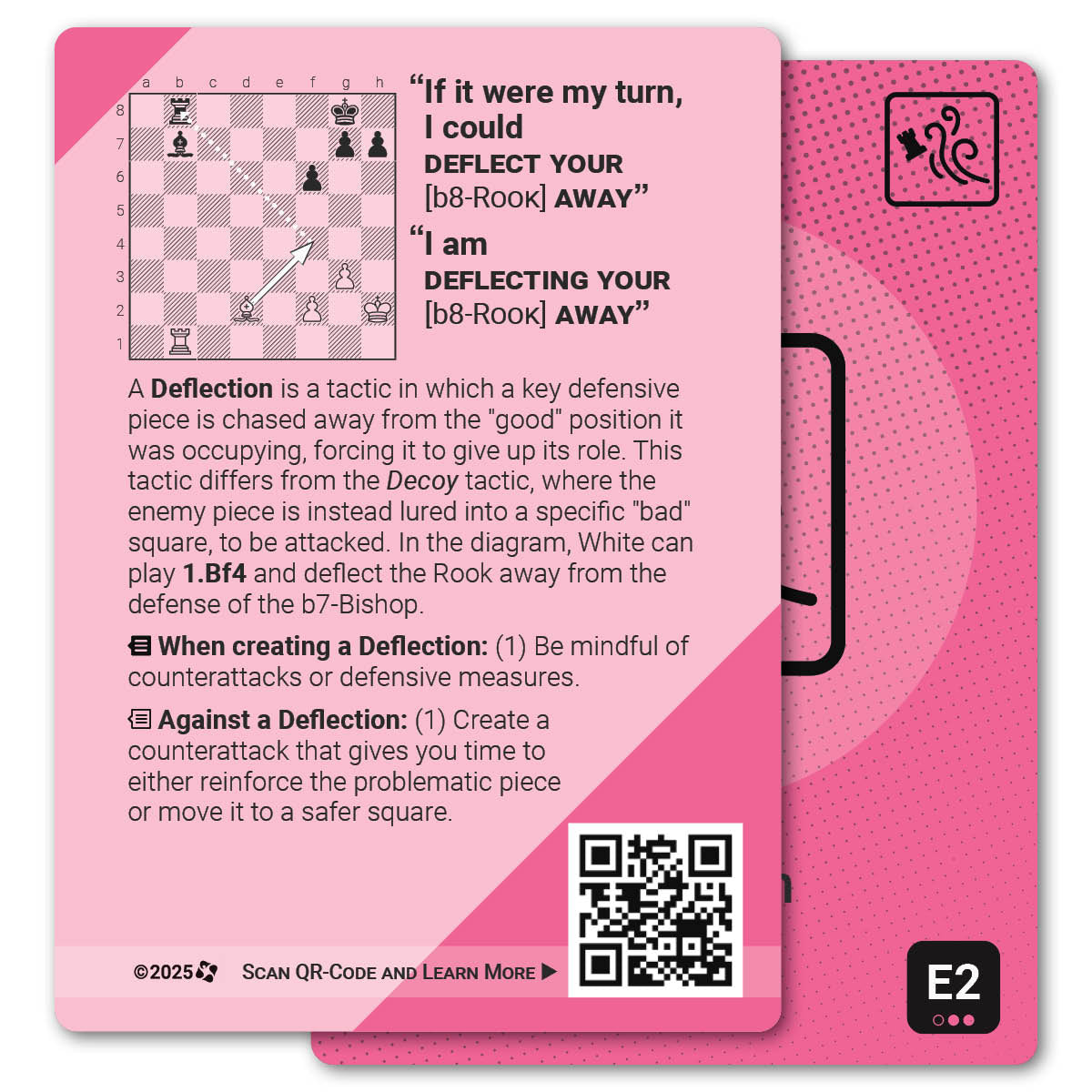 Deflection strategy card with definition, diagram and tips - back