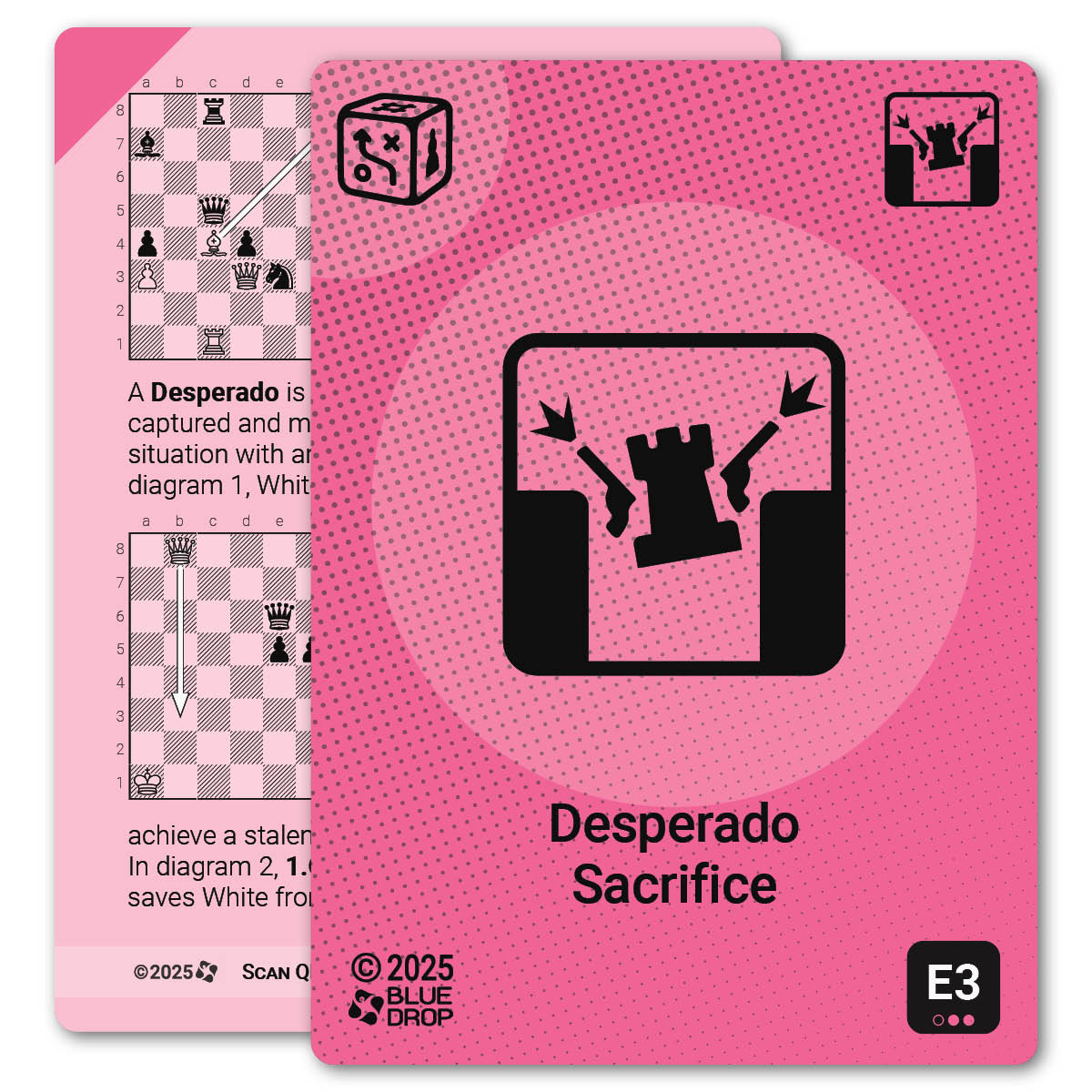 Desperado strategy card with definition, diagram and tips - front