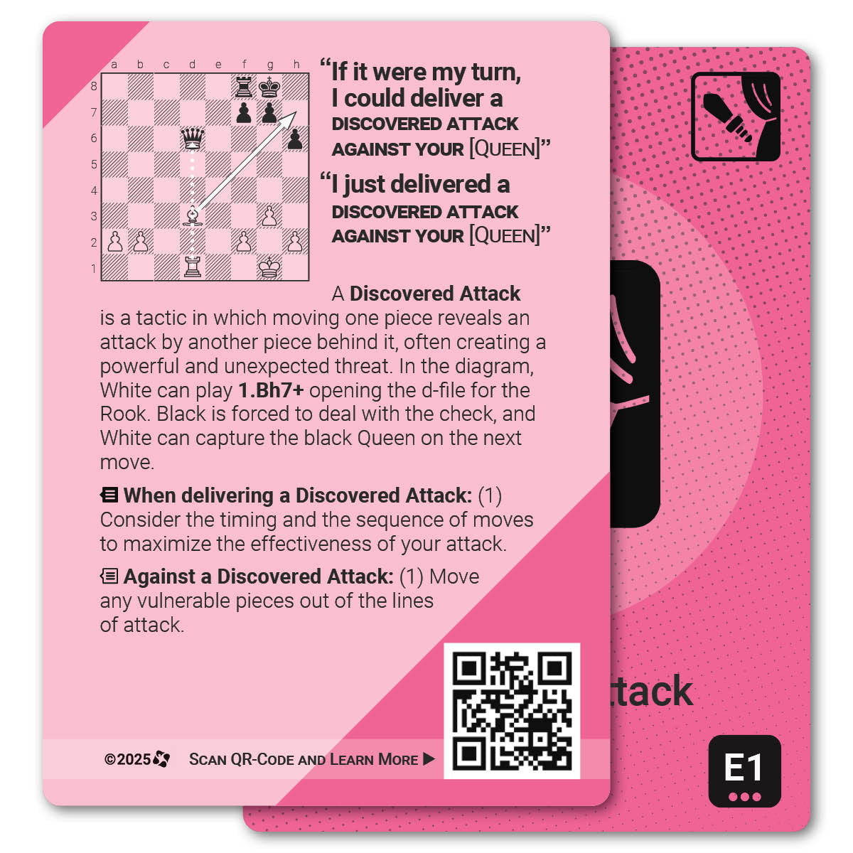 Discovered Attack strategy card with definition, diagram and tips - back