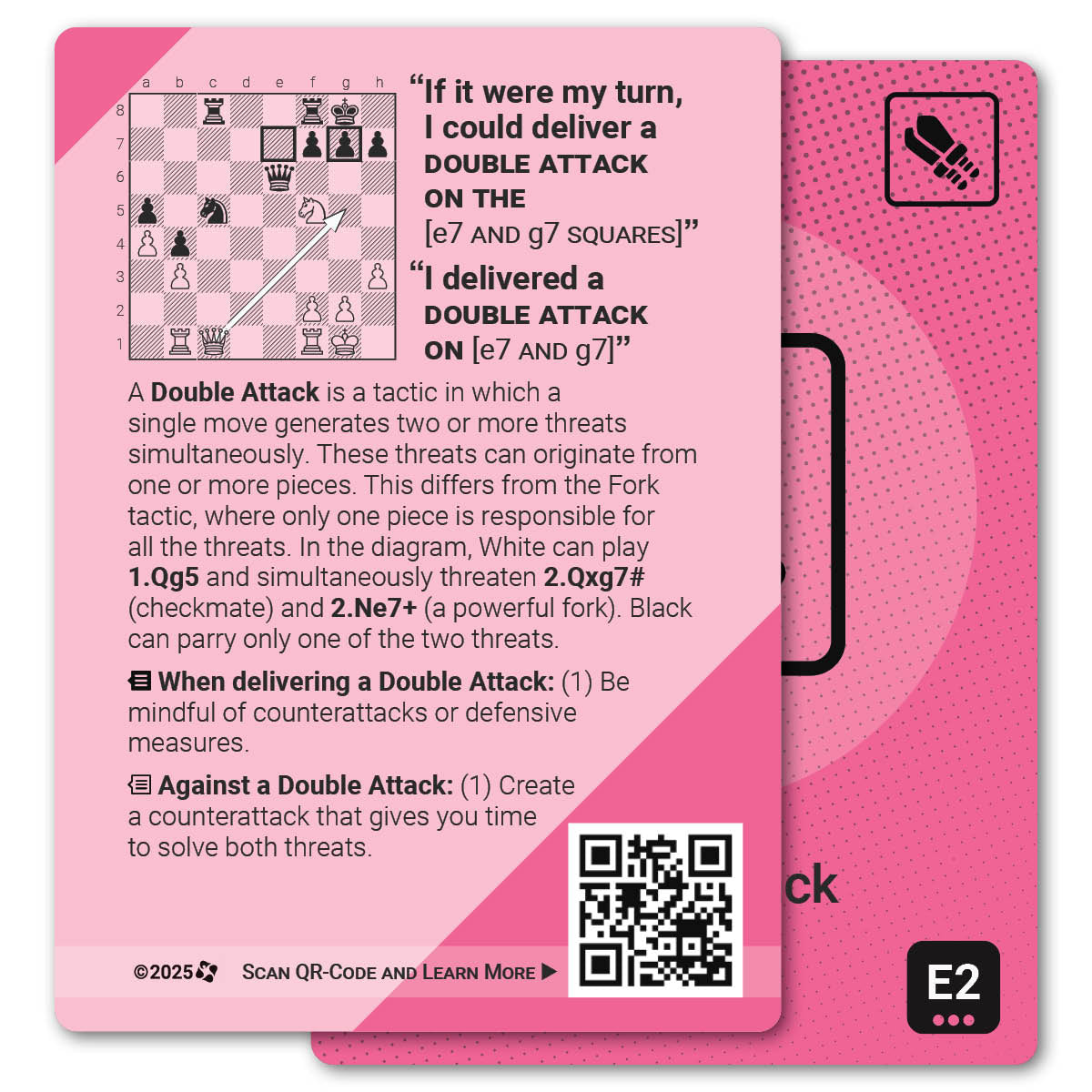 Double Attack strategy card with definition, diagram and tips - back