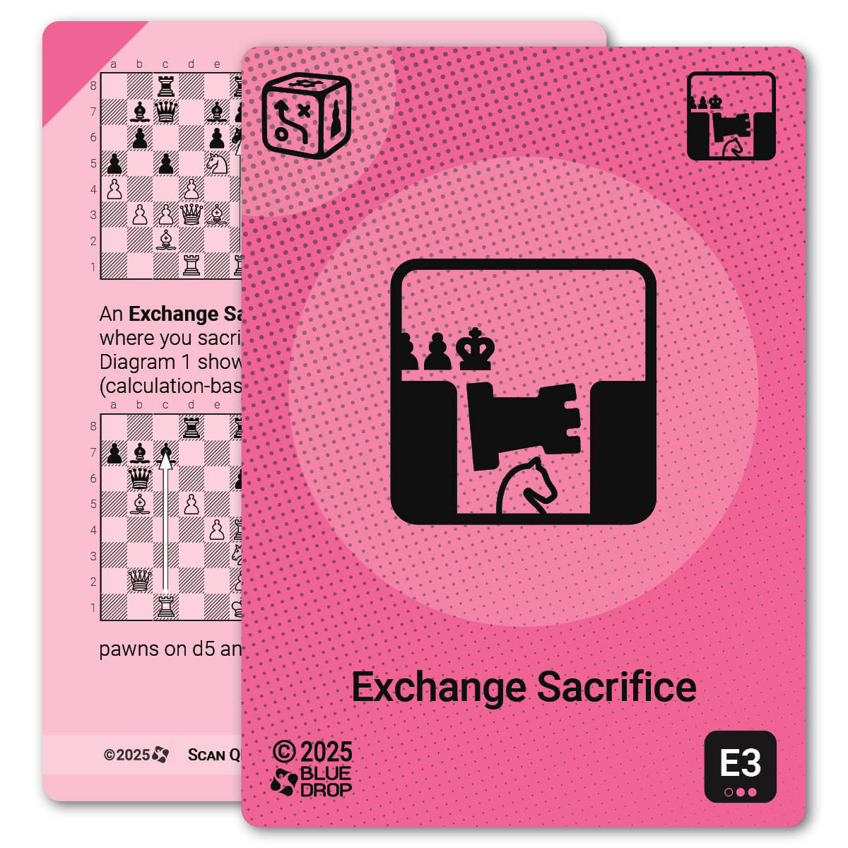 Exchange Sacrifice strategy card with definition, diagram and tips - front