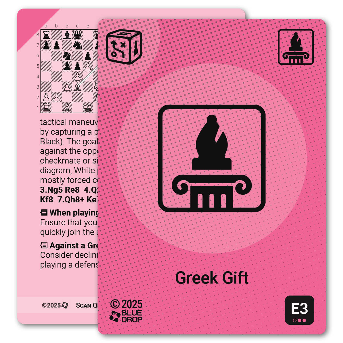 Greek Gift strategy card with definition, diagram and tips - front