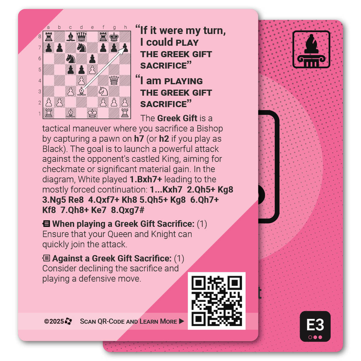 Greek Gift strategy card with definition, diagram and tips - back