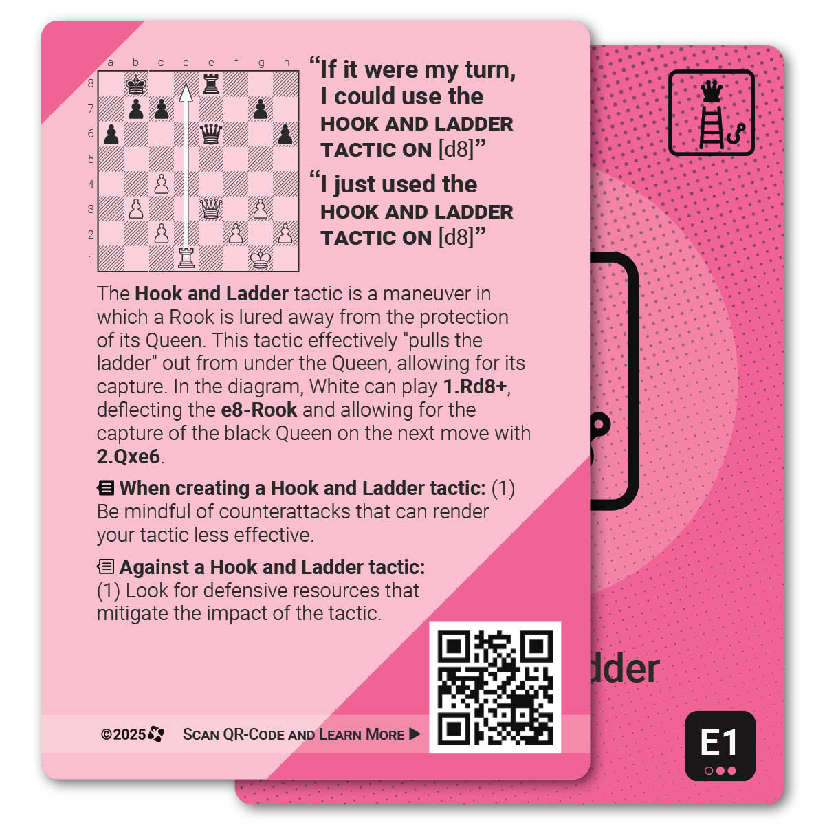 Hook and Ladder strategy card with definition, diagram and tips - back