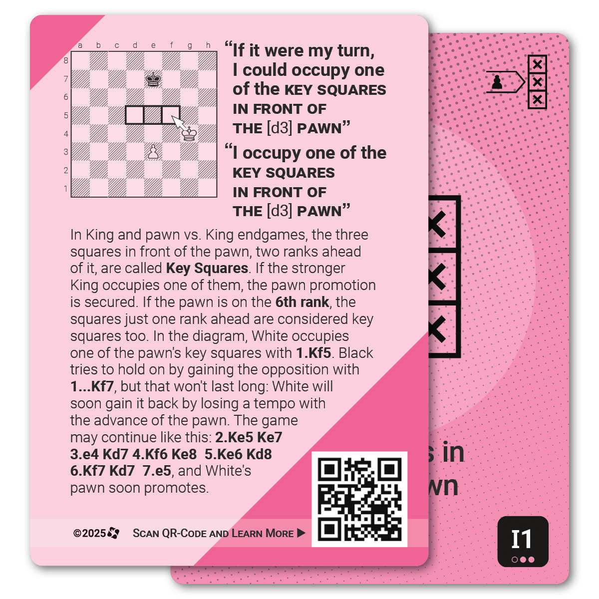 Key Squares in Front of Pawn card with definition, diagram and tips - back