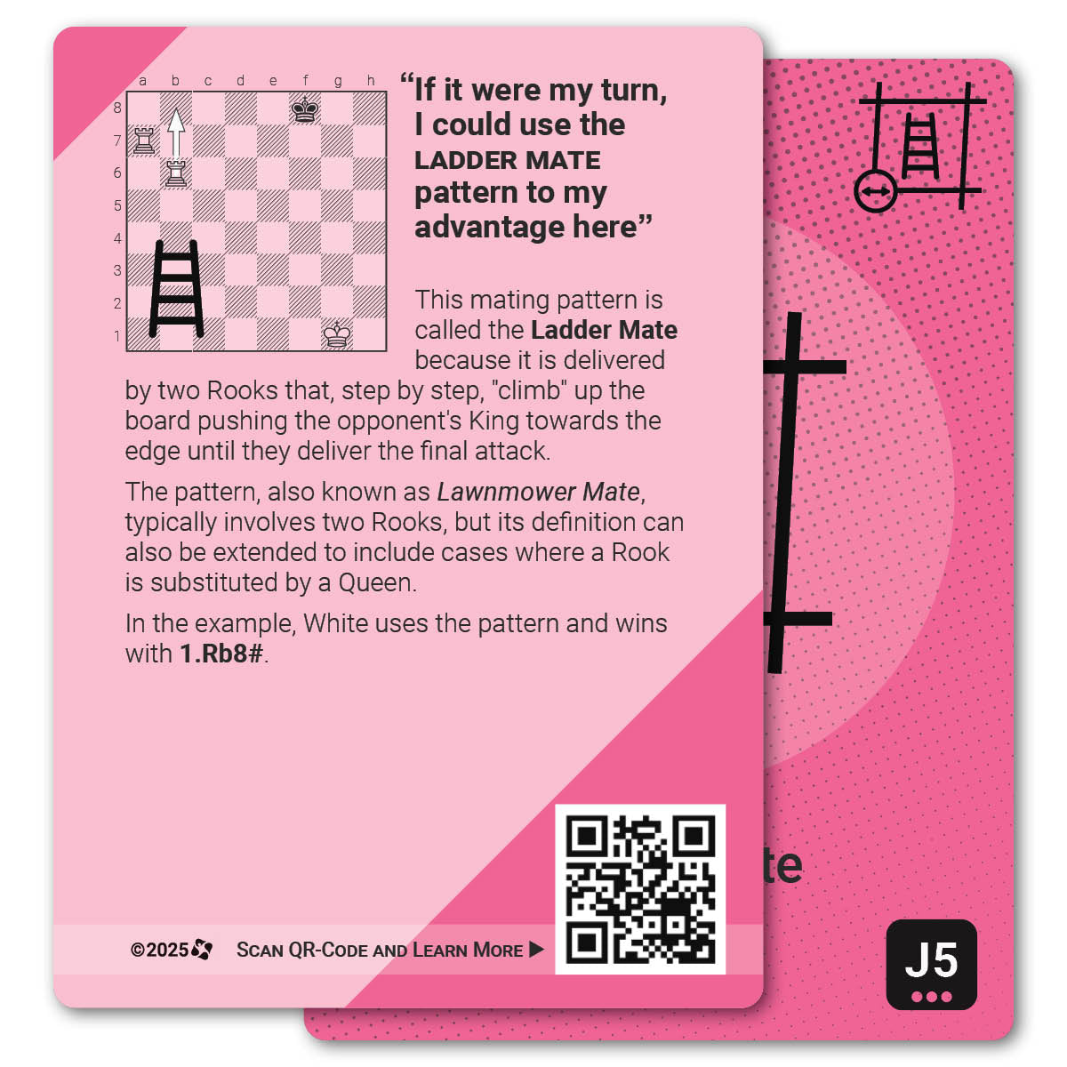 Ladder Mate strategy card with definition, diagram and tips - back
