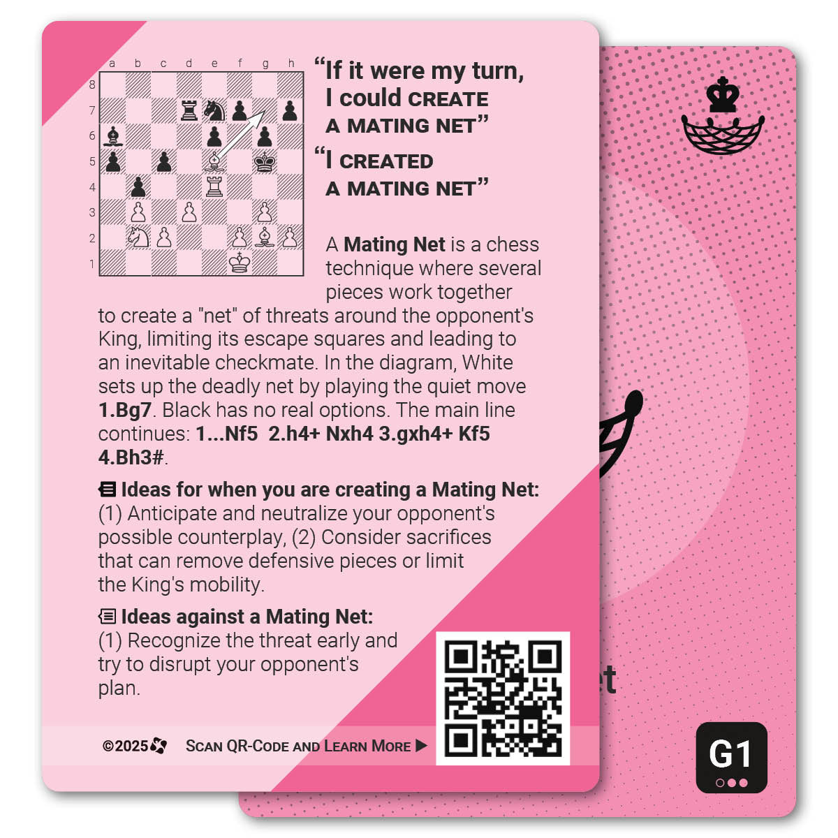 Mating Net strategy card with definition, diagram and tips - back