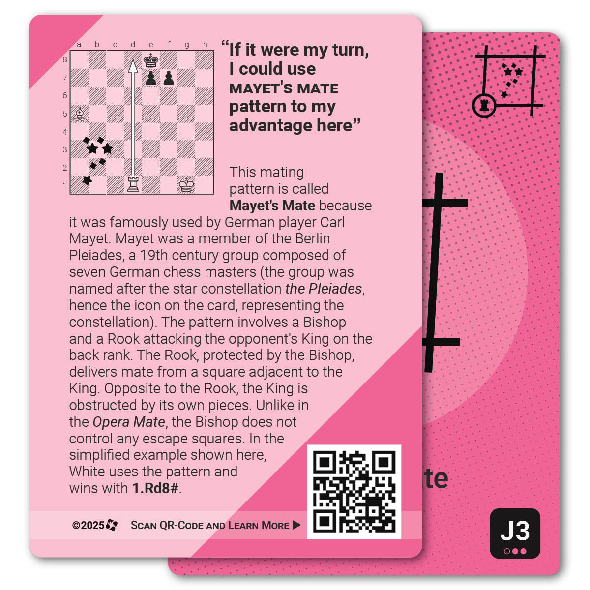 Mayet's Mate strategy card with definition, diagram and tips - back