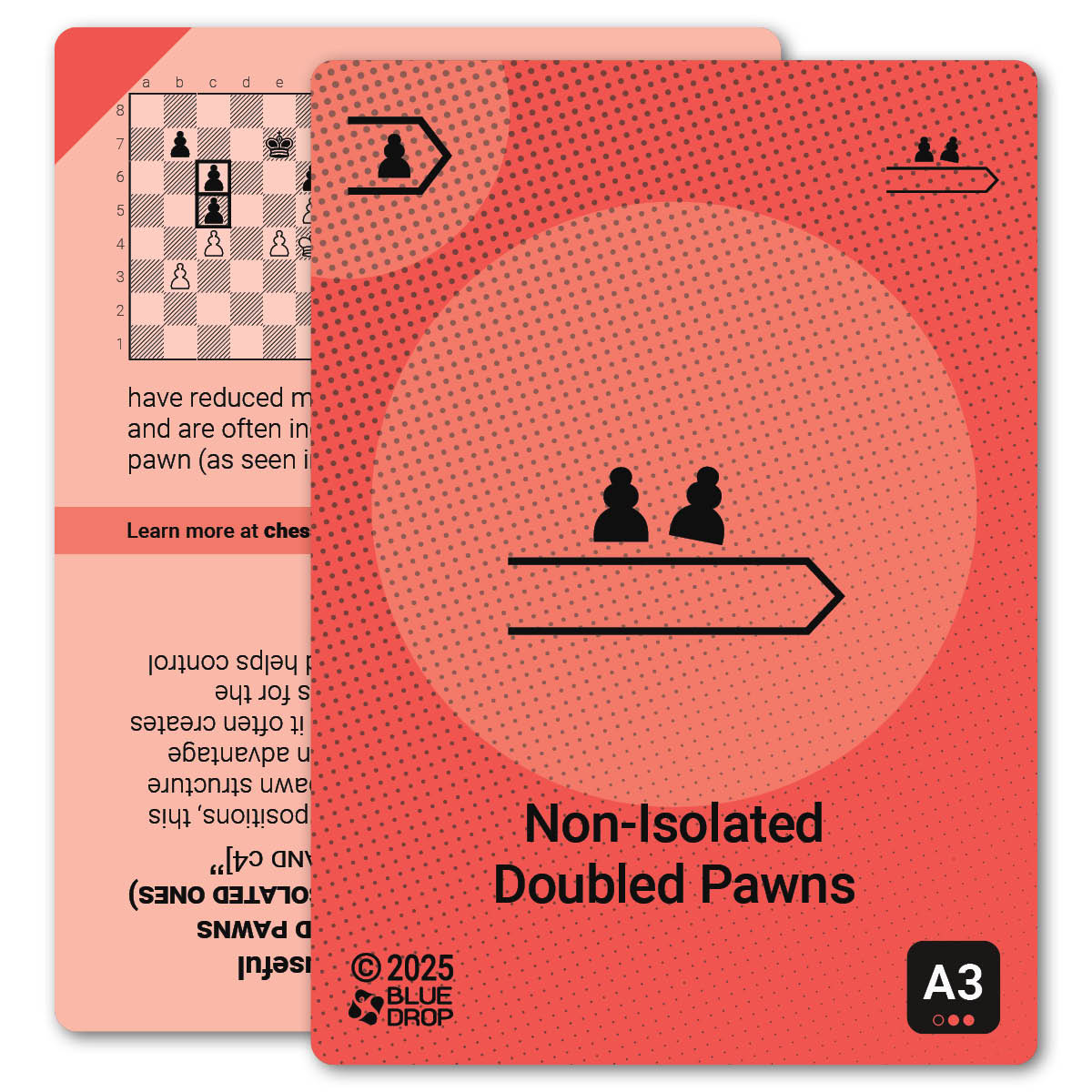 Non-Isolated Doubled Pawns strategy card with definition, diagram and tips - front
