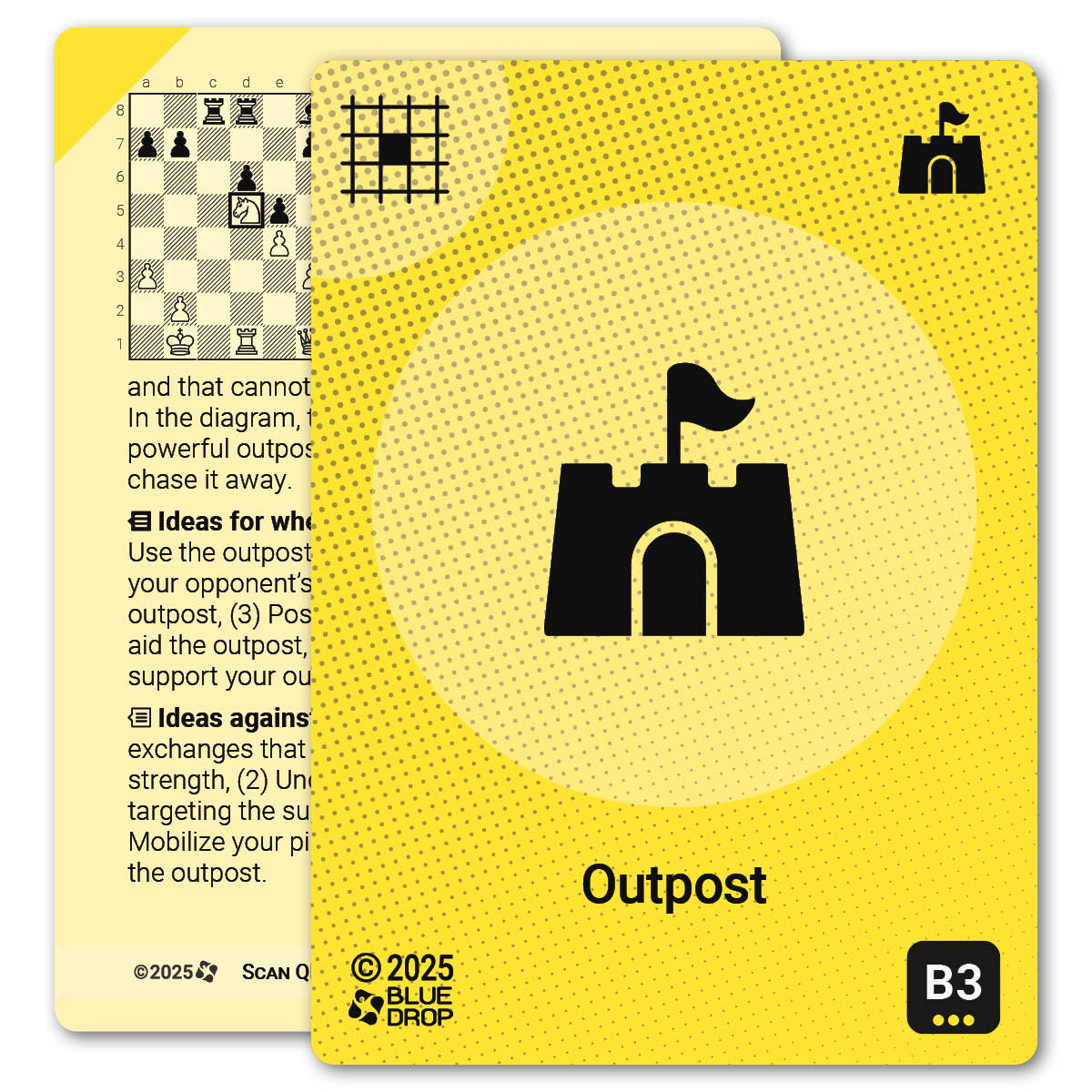 Outpost strategy card with definition, diagram and tips - front