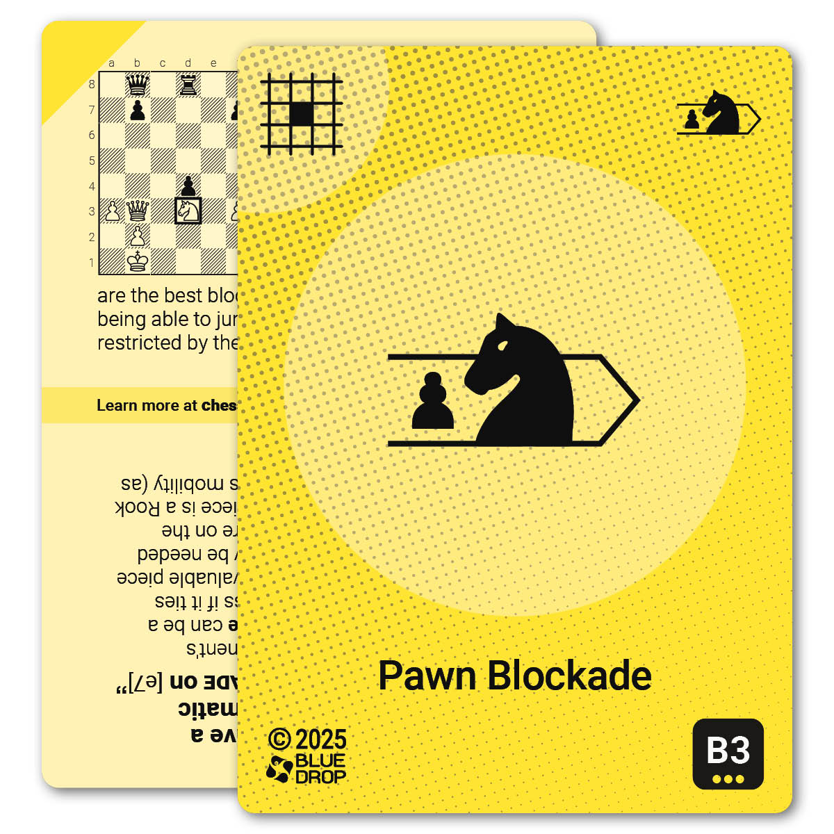 Pawn Blockade strategy card with definition, diagram and tips - front
