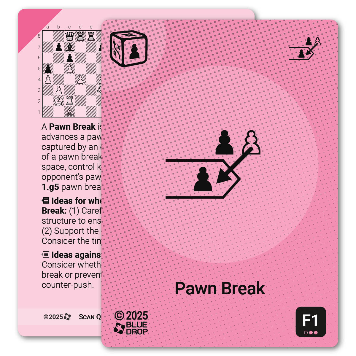 Pawn Break strategy card with definition, diagram and tips - front