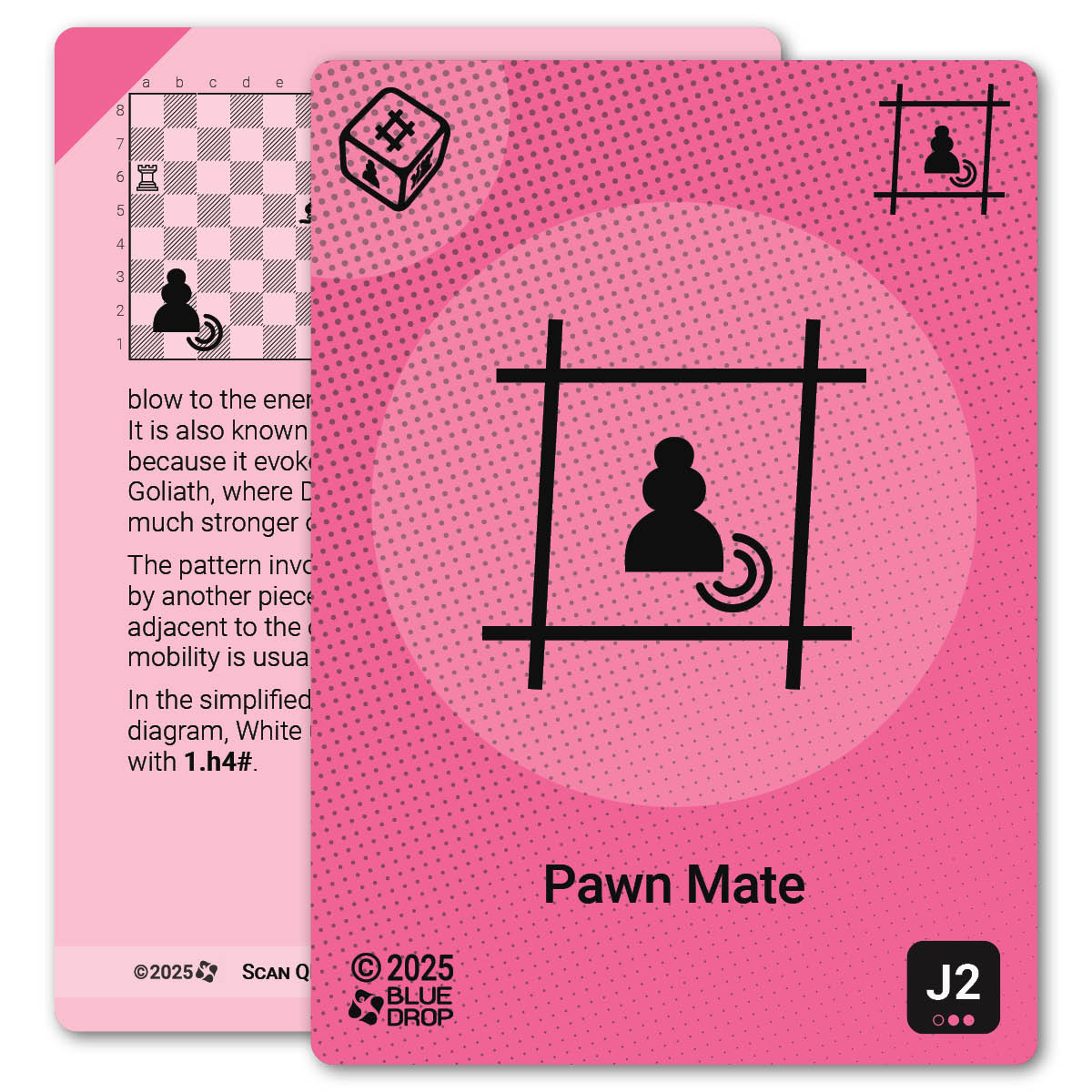 Pawn Mate strategy card with definition, diagram and tips - front