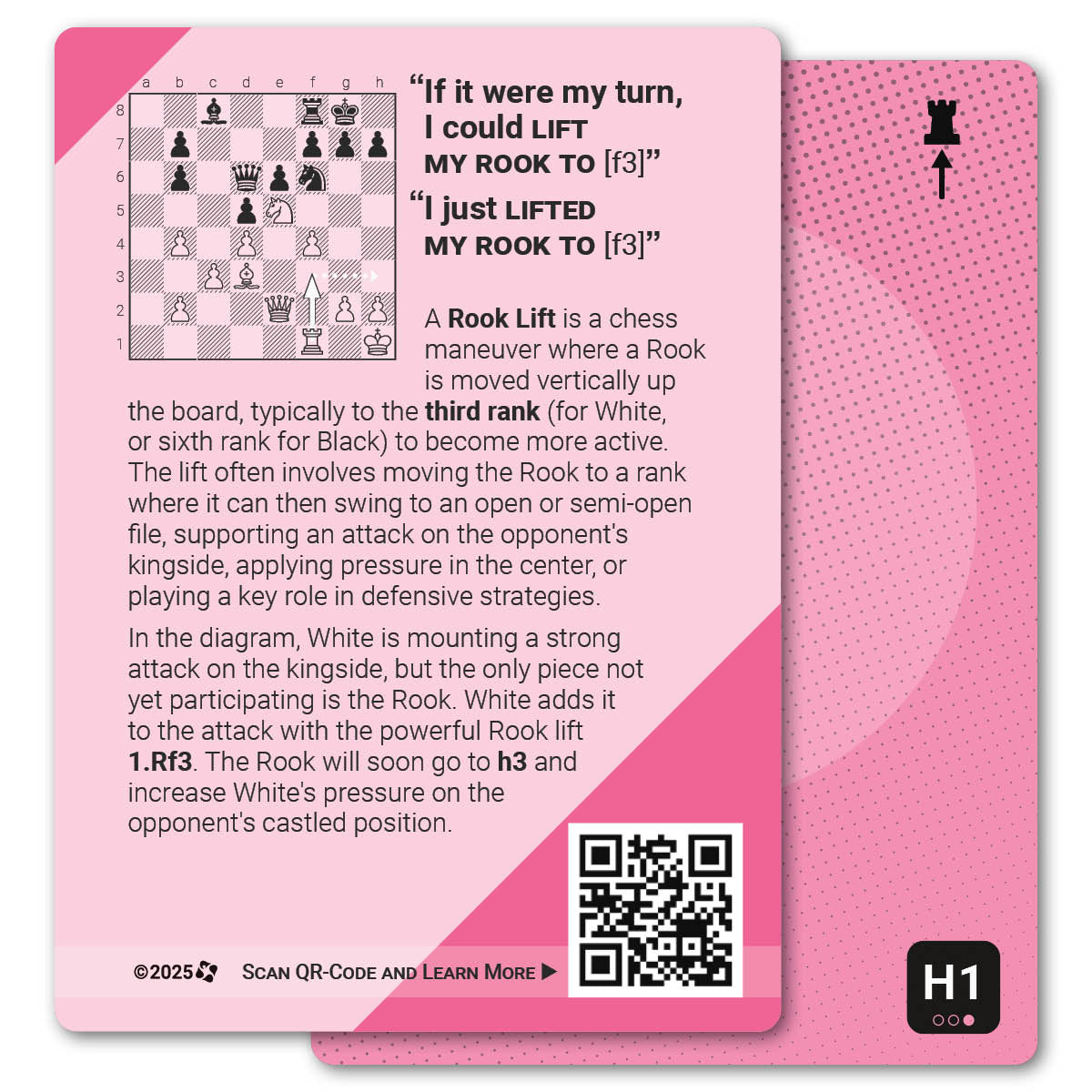 Rook Lift strategy card with definition, diagram and tips - back