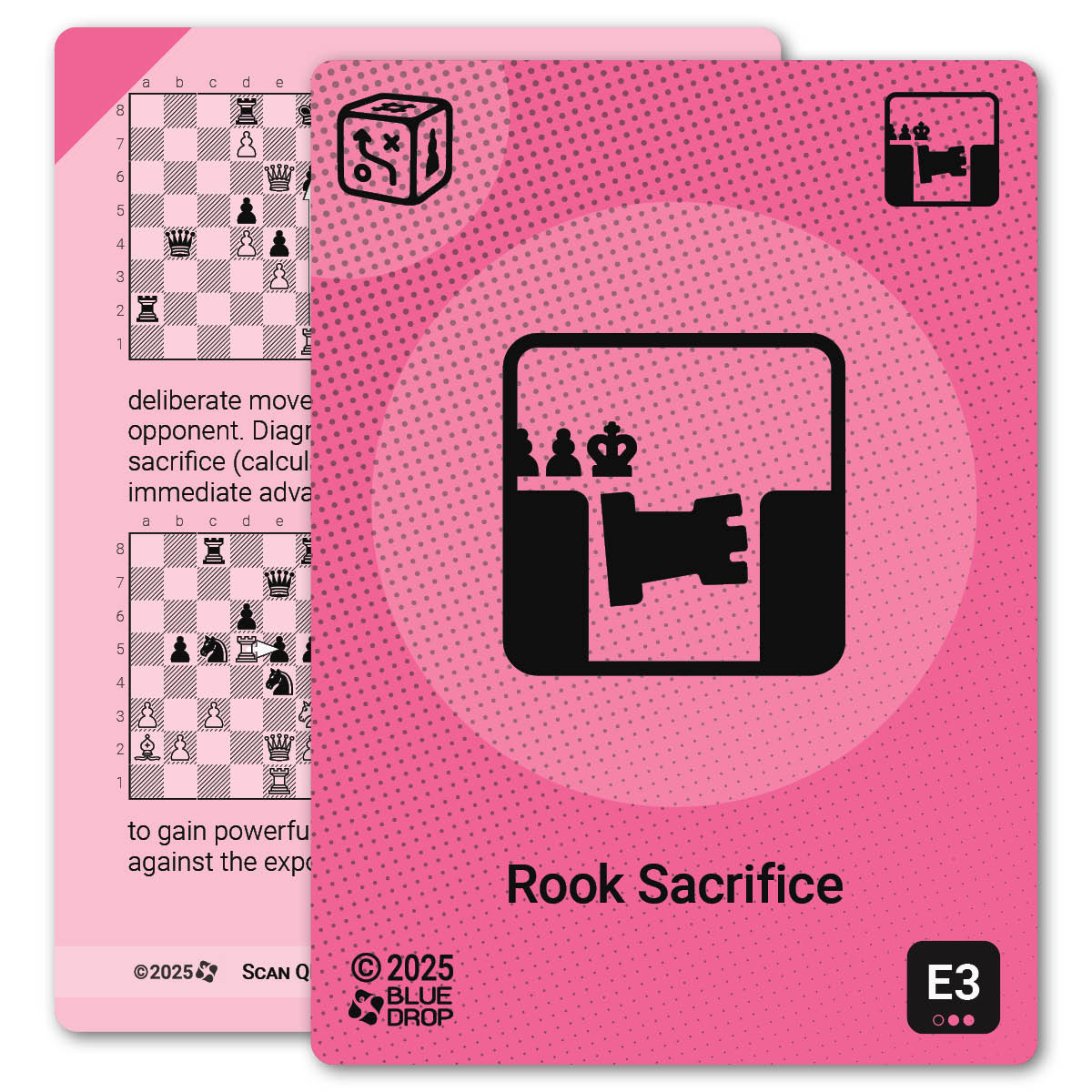 Rook Sacrifice strategy card with definition, diagram and tips - front