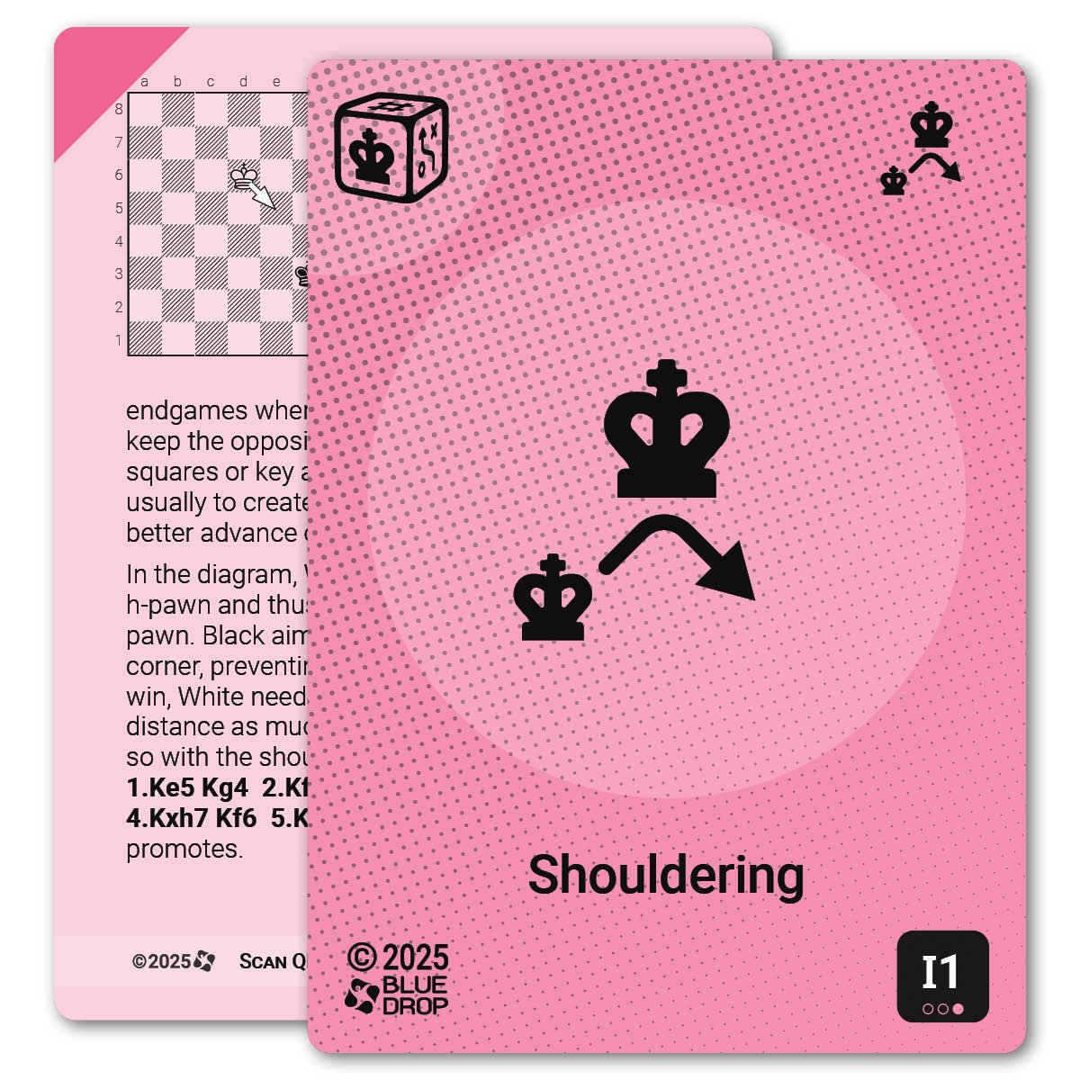 Shouldering strategy card with definition, diagram and tips - front
