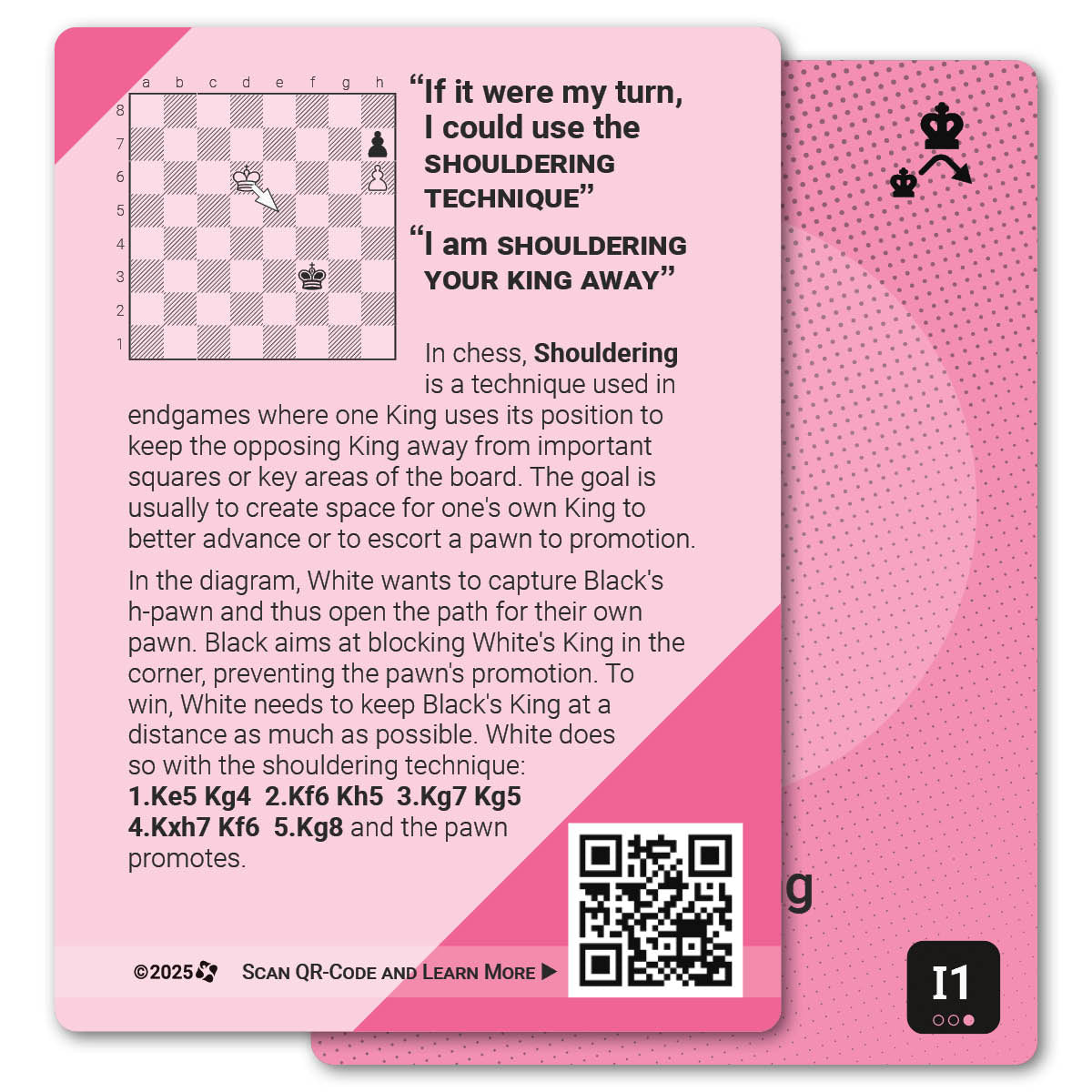 Shouldering strategy card with definition, diagram and tips - back