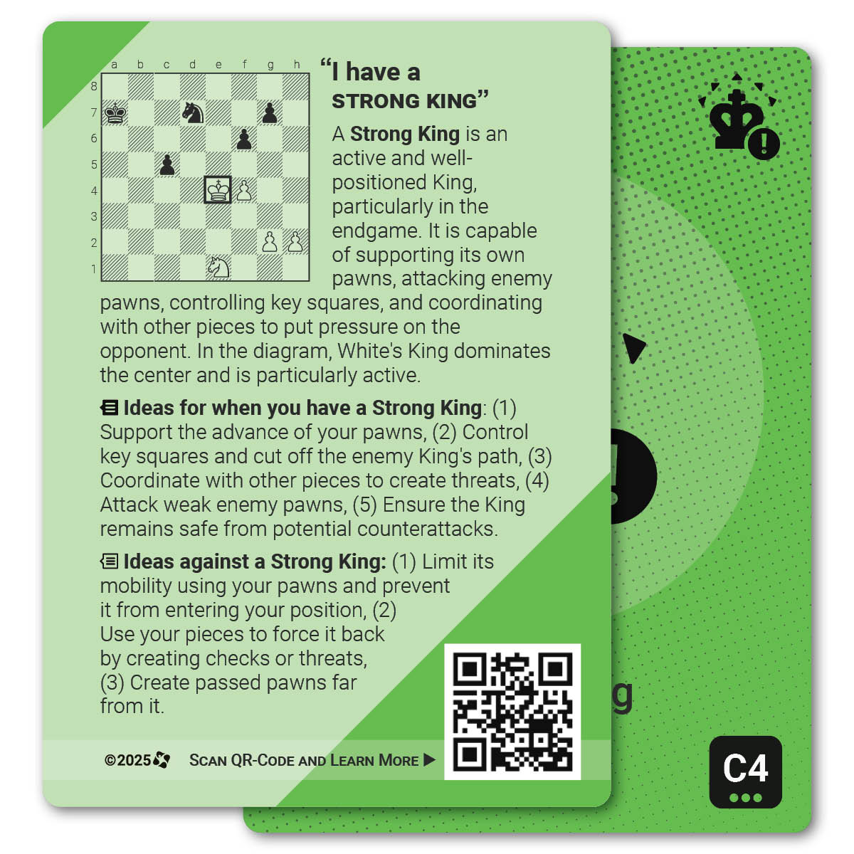 Strong King strategy card with definition, diagram and tips - back
