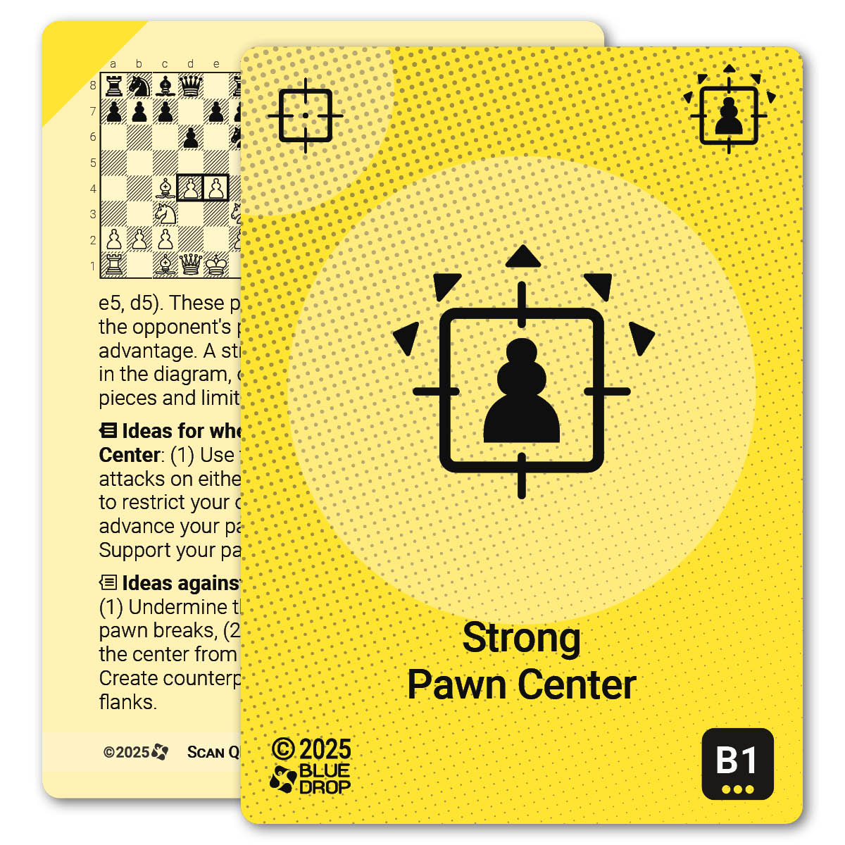 Strong Pawn Center strategy card with definition, diagram and tips - front