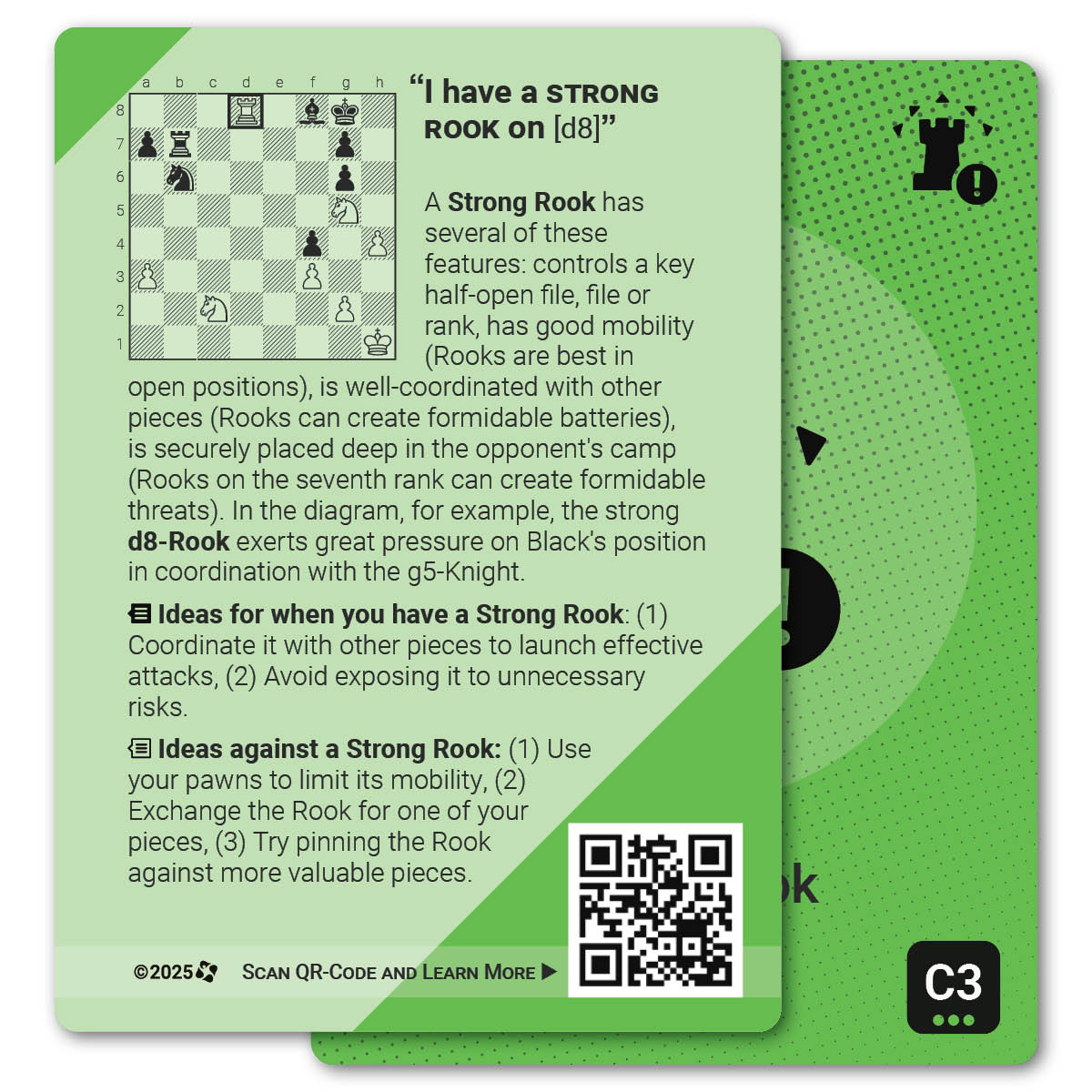 Strong Rook strategy card with definition, diagram and tips - back