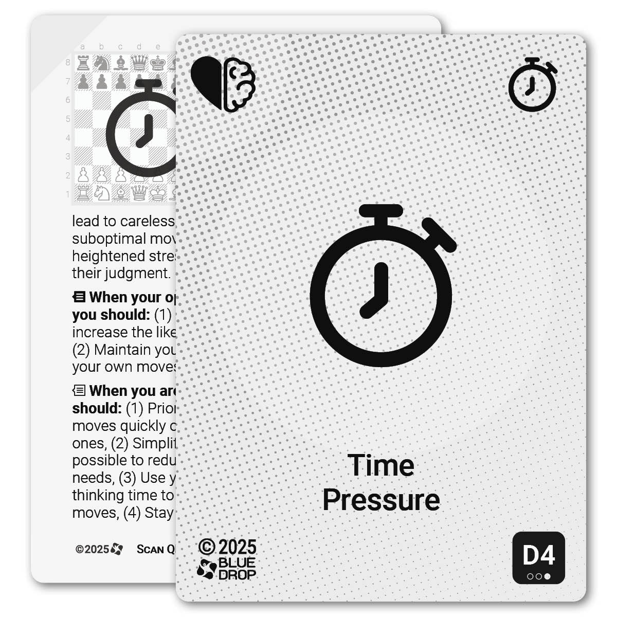 Time Pressure strategy card with definition, diagram and tips - front