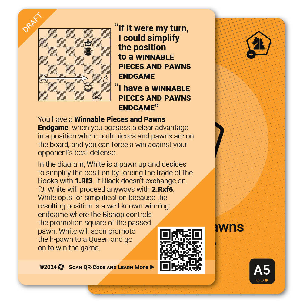 Winnable Pieces and Pawns Endgame