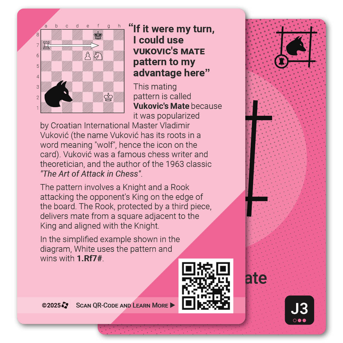 Vukovic's Mate strategy card with definition, diagram and tips - back