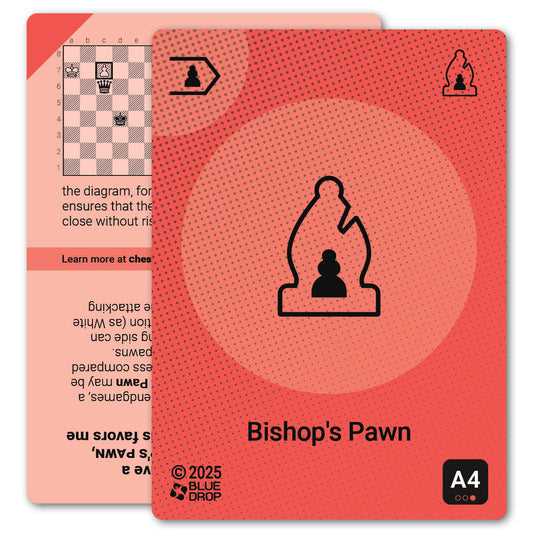 Bishop's Pawn strategy card with definition, diagram and tips - front