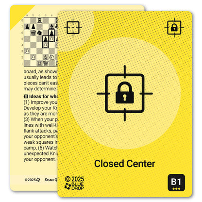 Closed Center strategy card with definition, diagram and tips - front