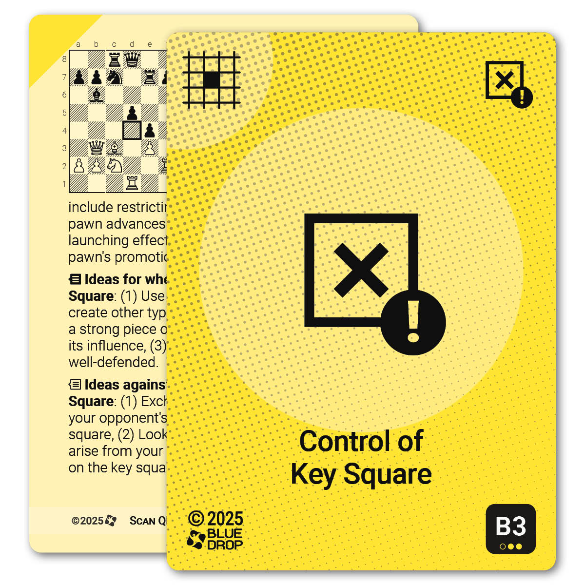 Control of Key Square strategy card with definition, diagram and tips - front