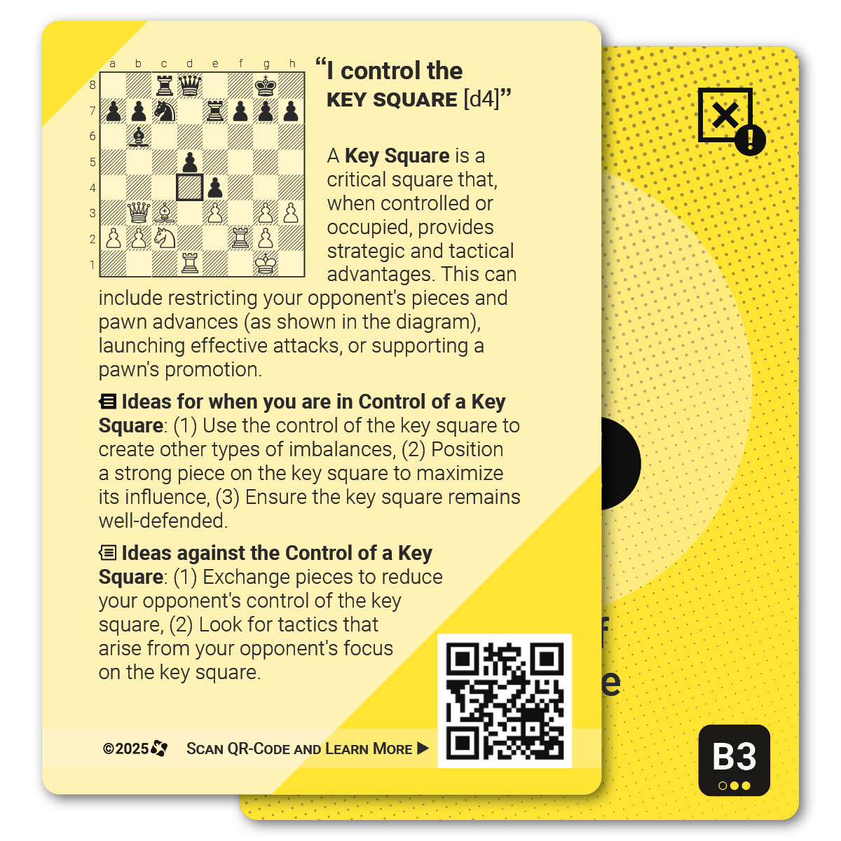 Control of Key Square strategy card with definition, diagram and tips - back