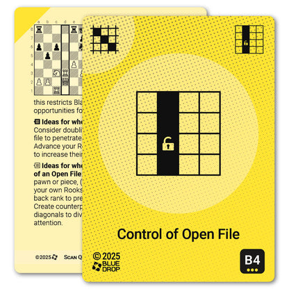 Control of Open File strategy card with definition, diagram and tips - front