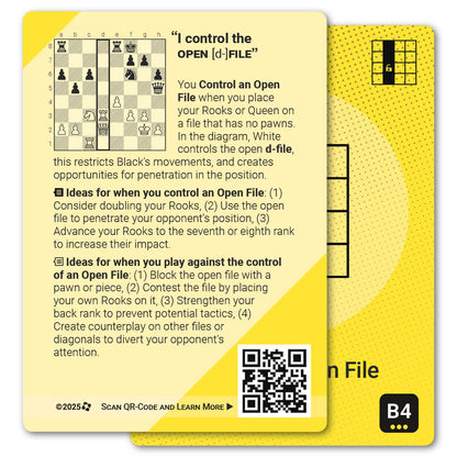 Control of Open File strategy card with definition, diagram and tips - back