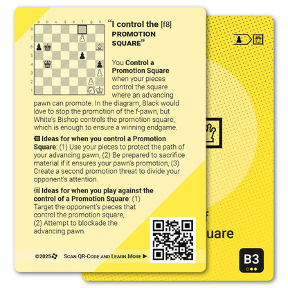 Control of Promotion Square strategy card with definition, diagram and tips - back