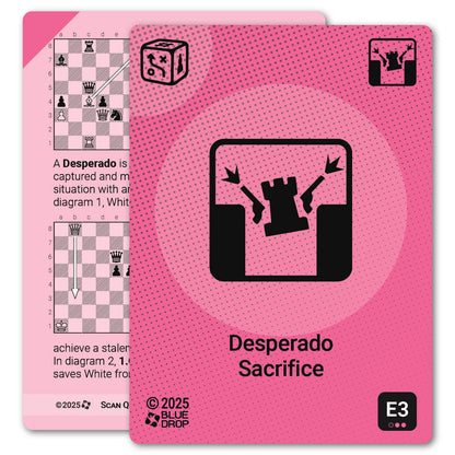 Desperado strategy card with definition, diagram and tips - front