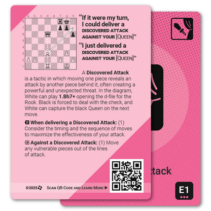 Discovered Attack strategy card with definition, diagram and tips - back