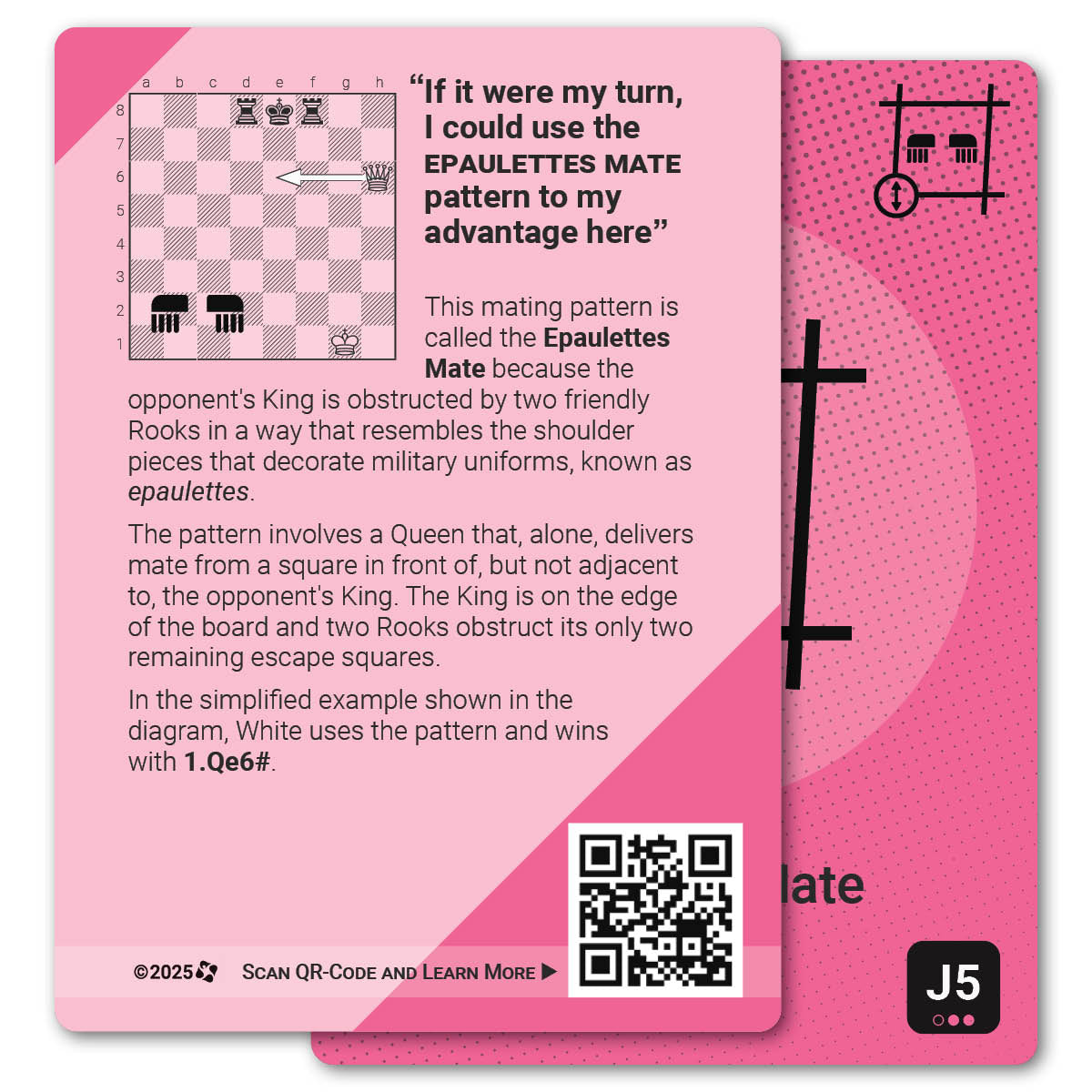 Epaulettes Mate strategy card with definition, diagram and tips - back