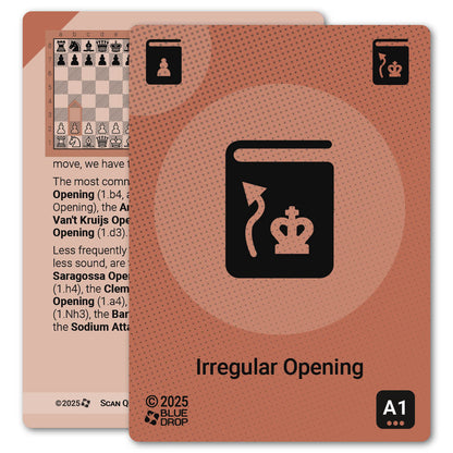 Irregular Opening strategy card with definition, diagram and tips - front