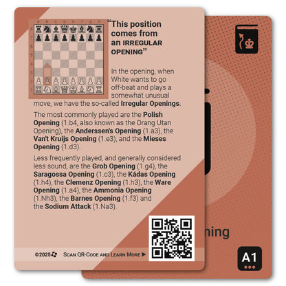 Irregular Opening strategy card with definition, diagram and tips - back