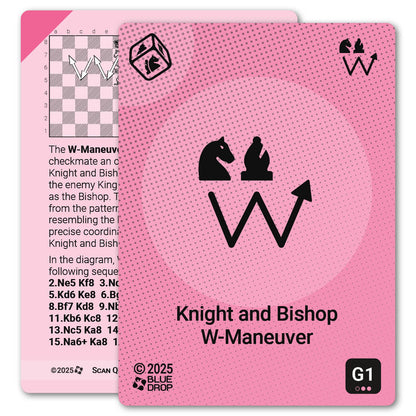 Knight and Bishop W-Maneuver strategy card with definition, diagram and tips - front