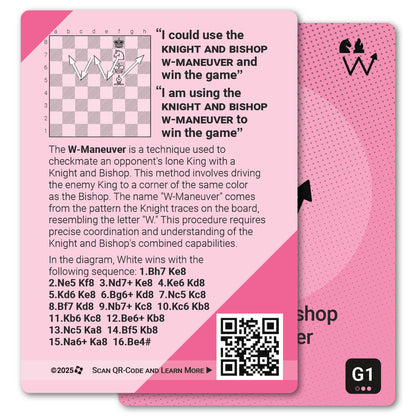 Knight and Bishop W-Maneuver strategy card with definition, diagram and tips - back