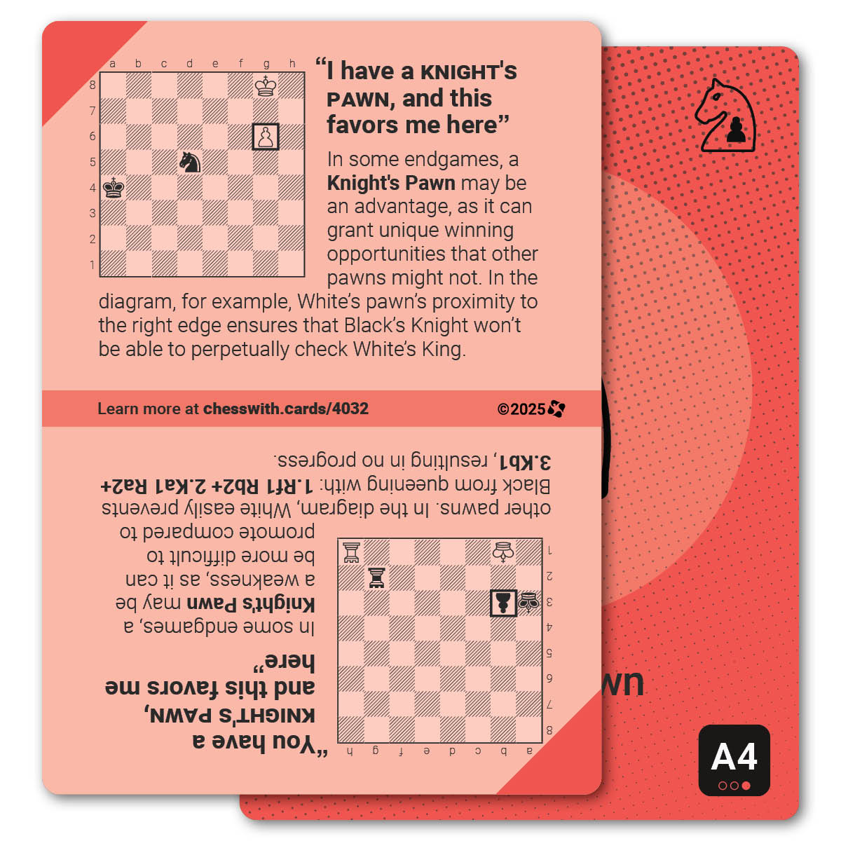 Knight's Pawn strategy card with definition, diagram and tips - back